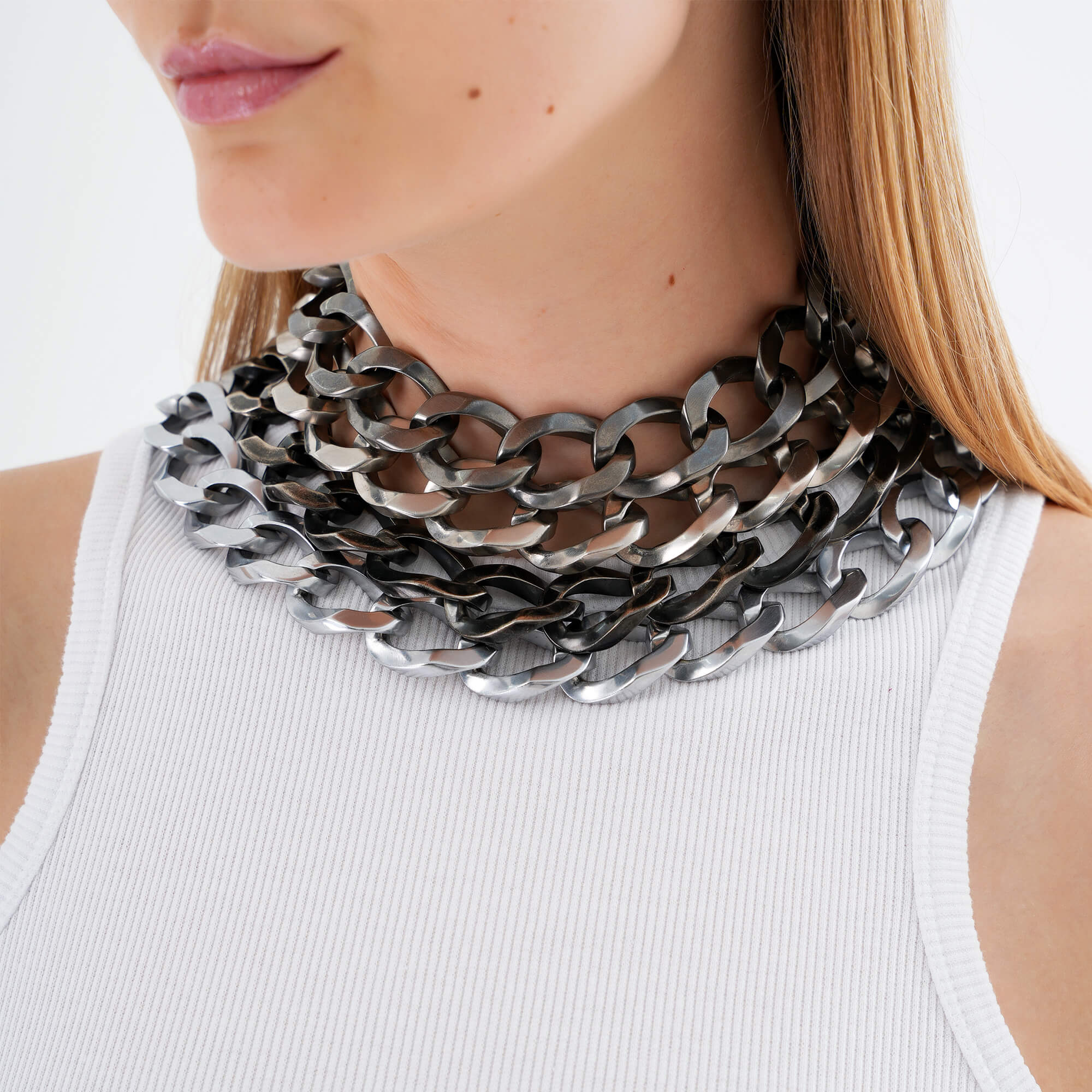 Chanel- Silver and Antracite Big Chain Necklace